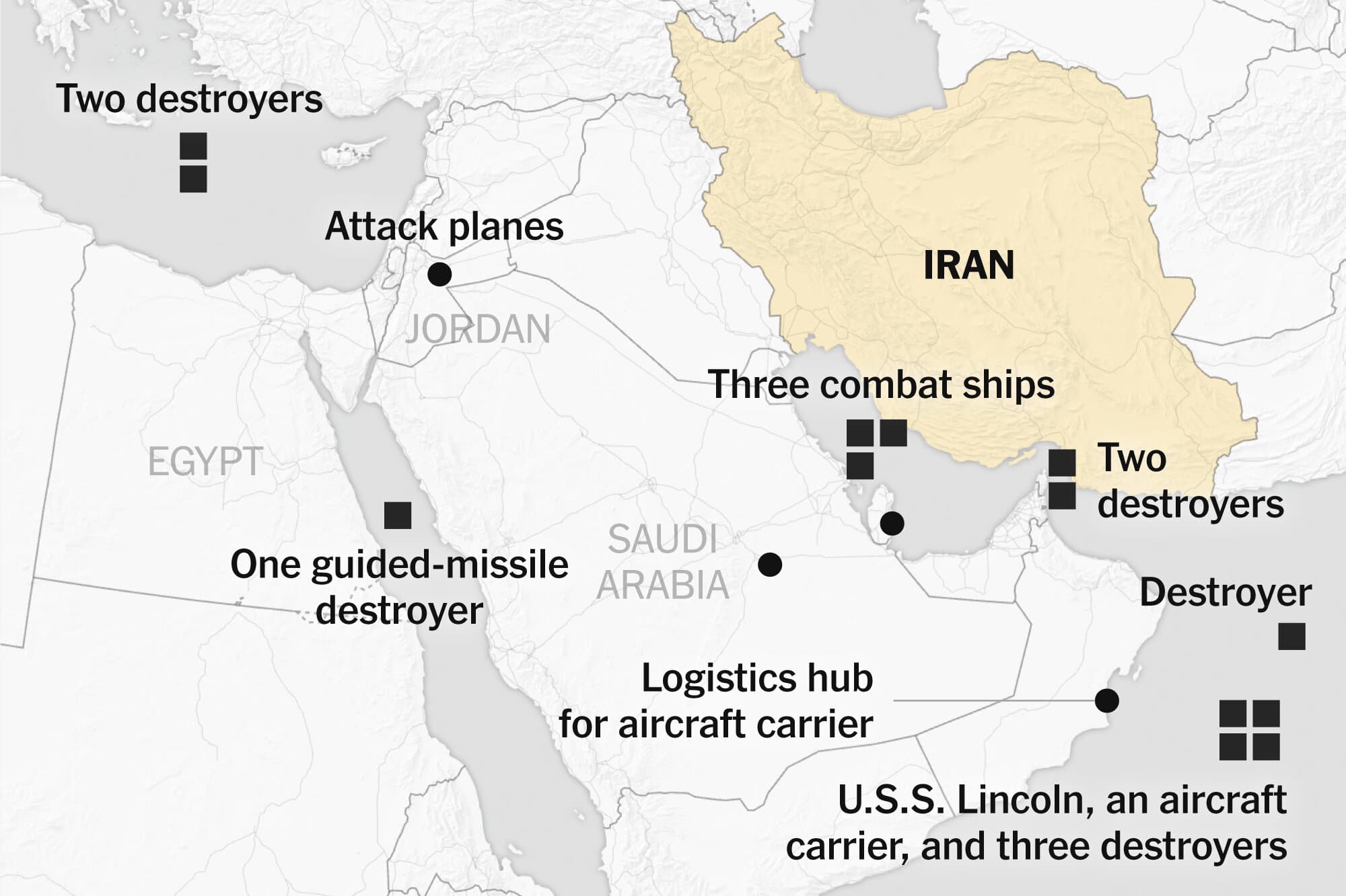 Where the U.S. Is Building Up Military Force Near Iran