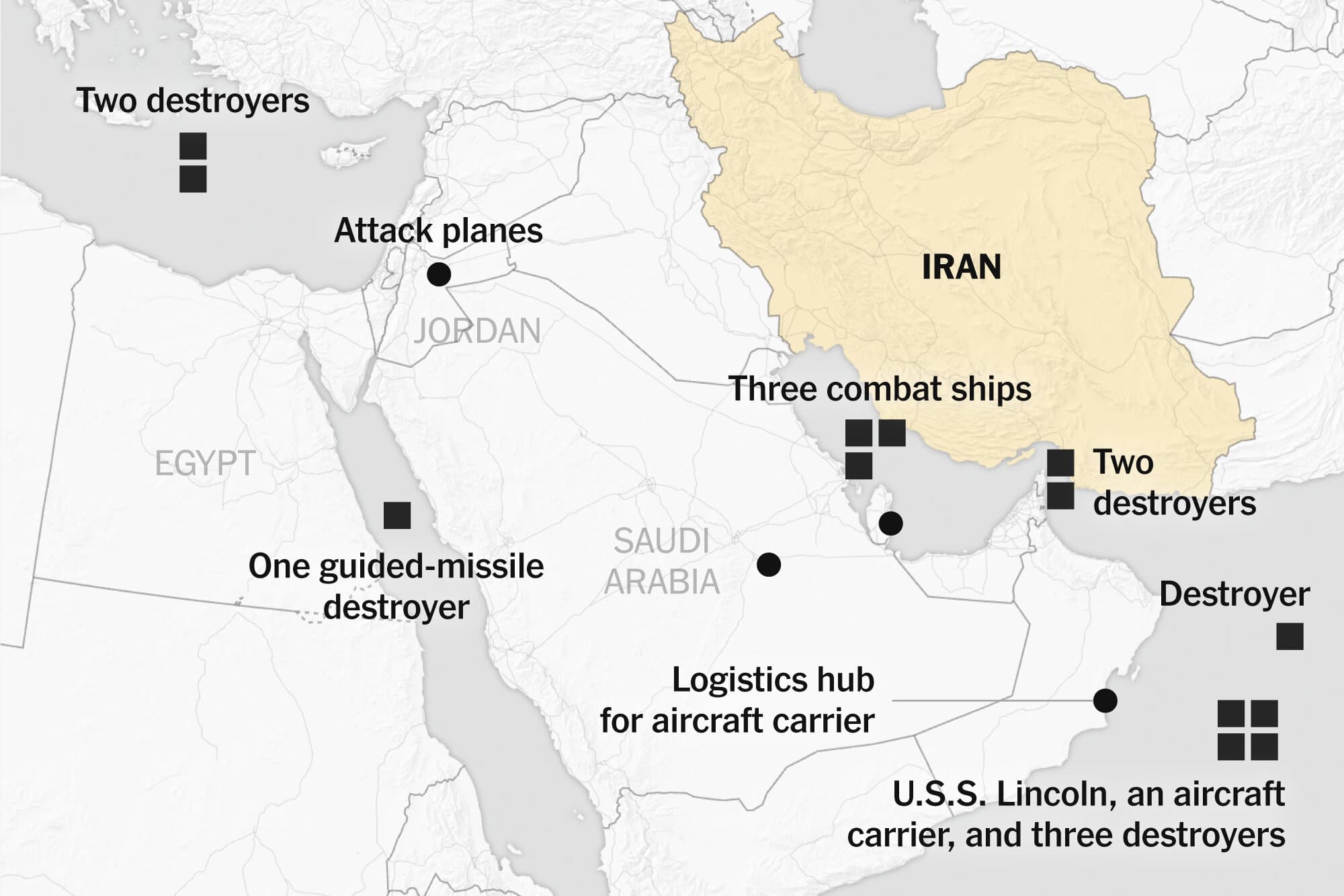 Where the U.S. Is Building Up Military Force Near Iran