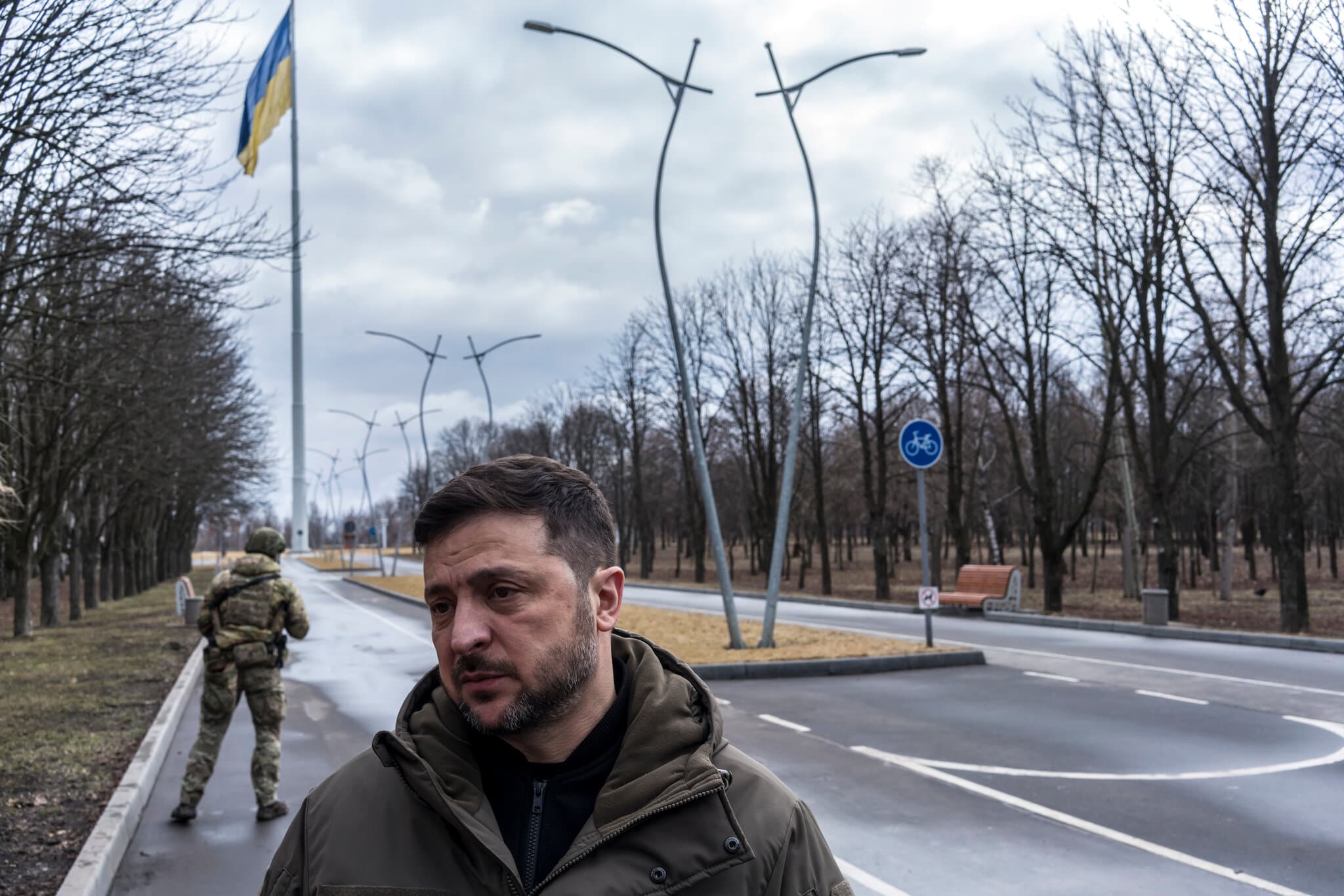 On the Road With Zelensky, Weathered, Weary and Fighting On