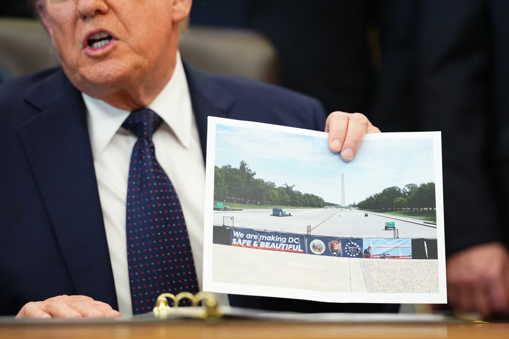 Trump Says He’s Renovating ‘Filthy’ Reflecting Pool on the National Mall