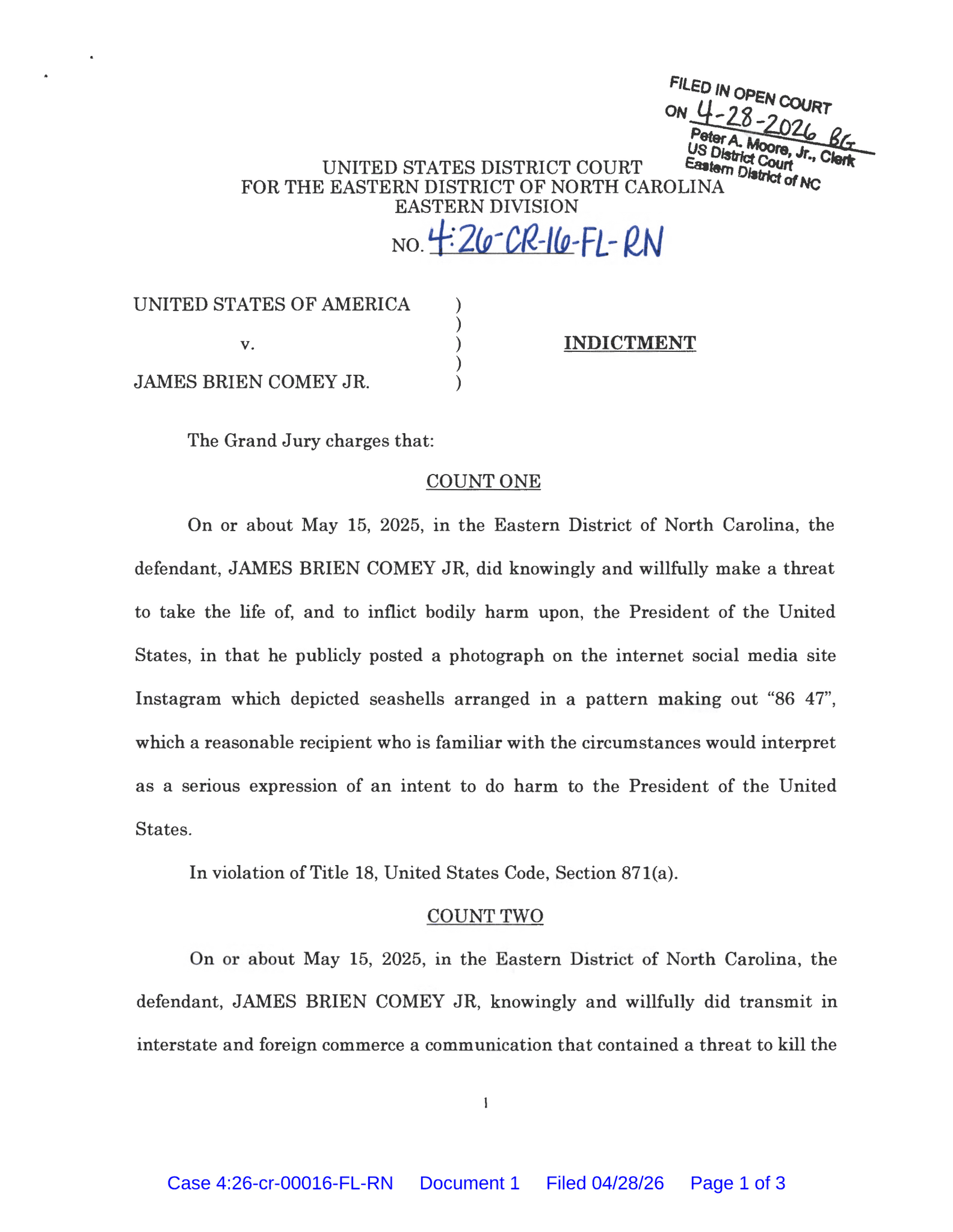 Read the Indictment of James Comey