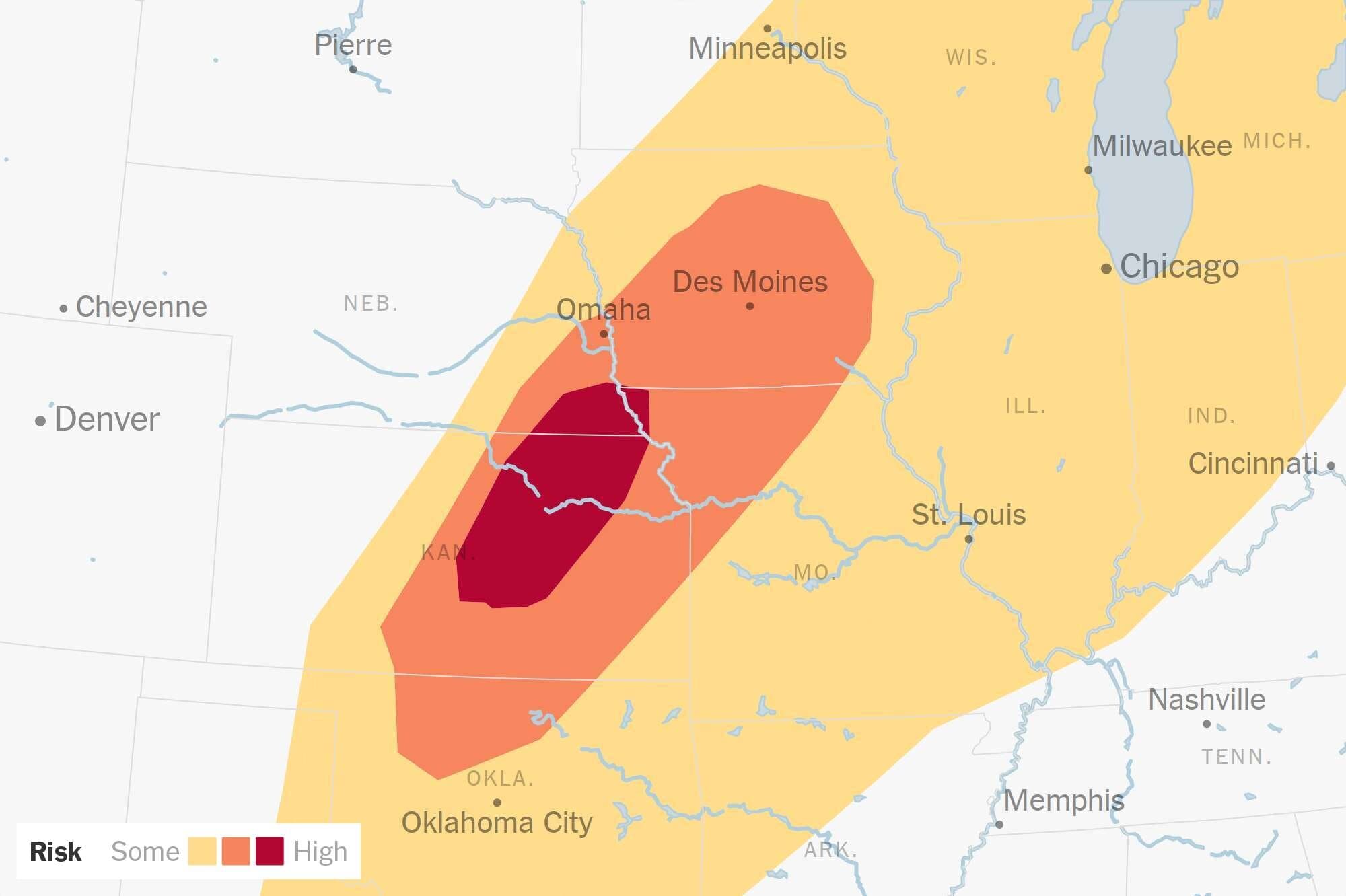 Intense Storms Could Rattle the U.S. Midwest, Monday’s Forecast Shows
