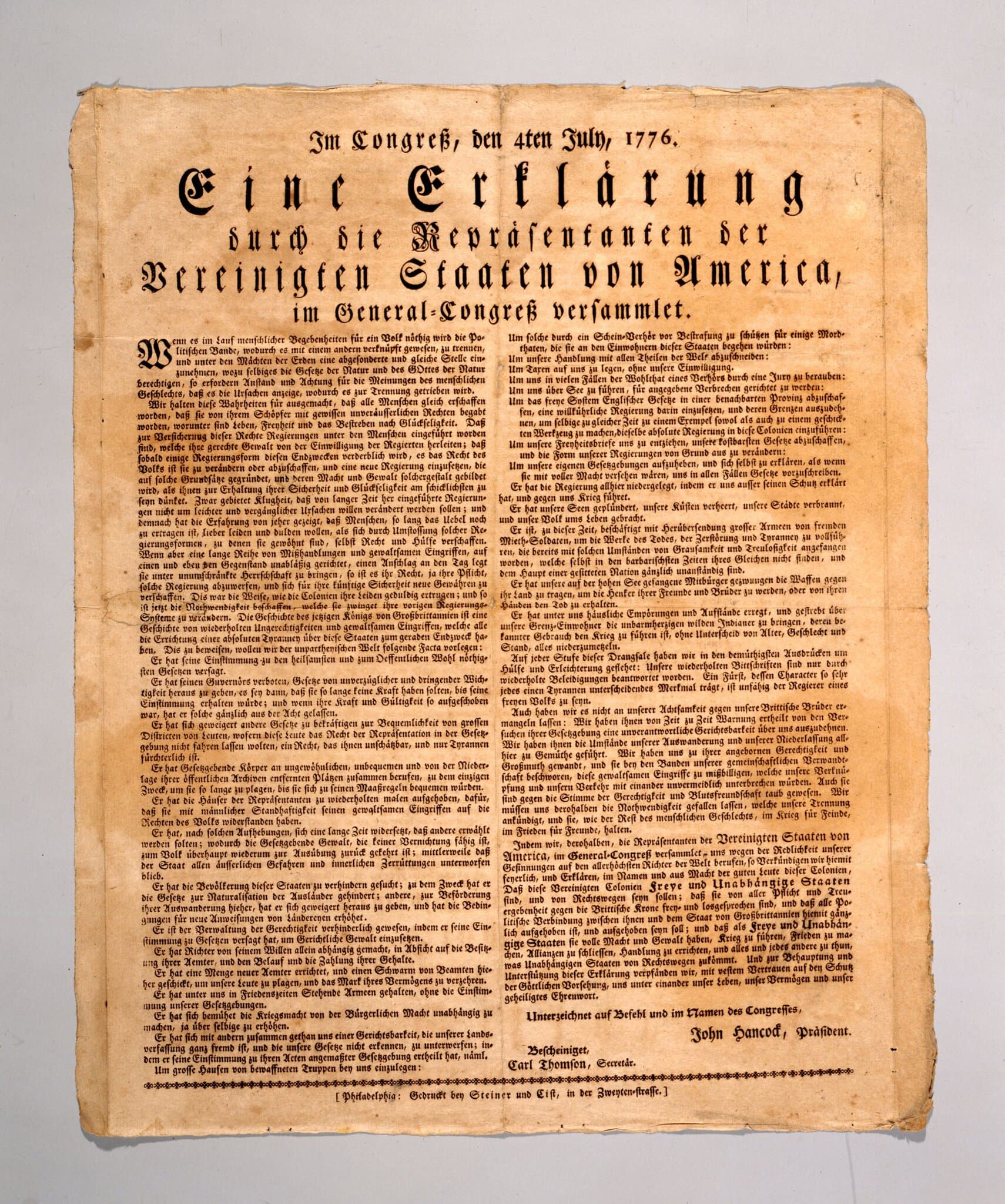 For the U.S.’s 250th Birthday, a German Declaration of Independence Goes on Show