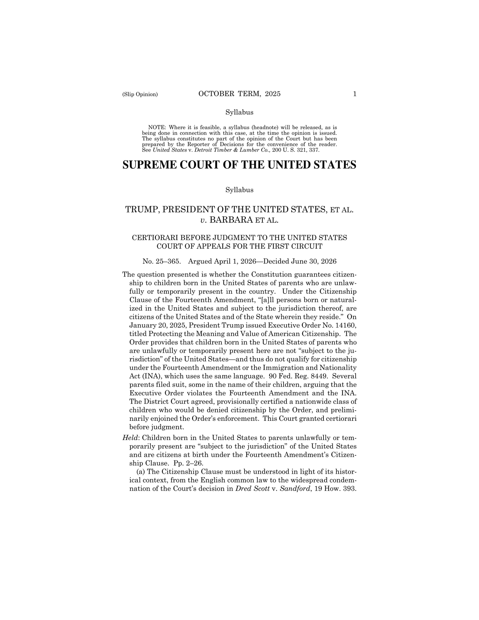 Read the Supreme Court Ruling That Upholds Birthright Citizenship