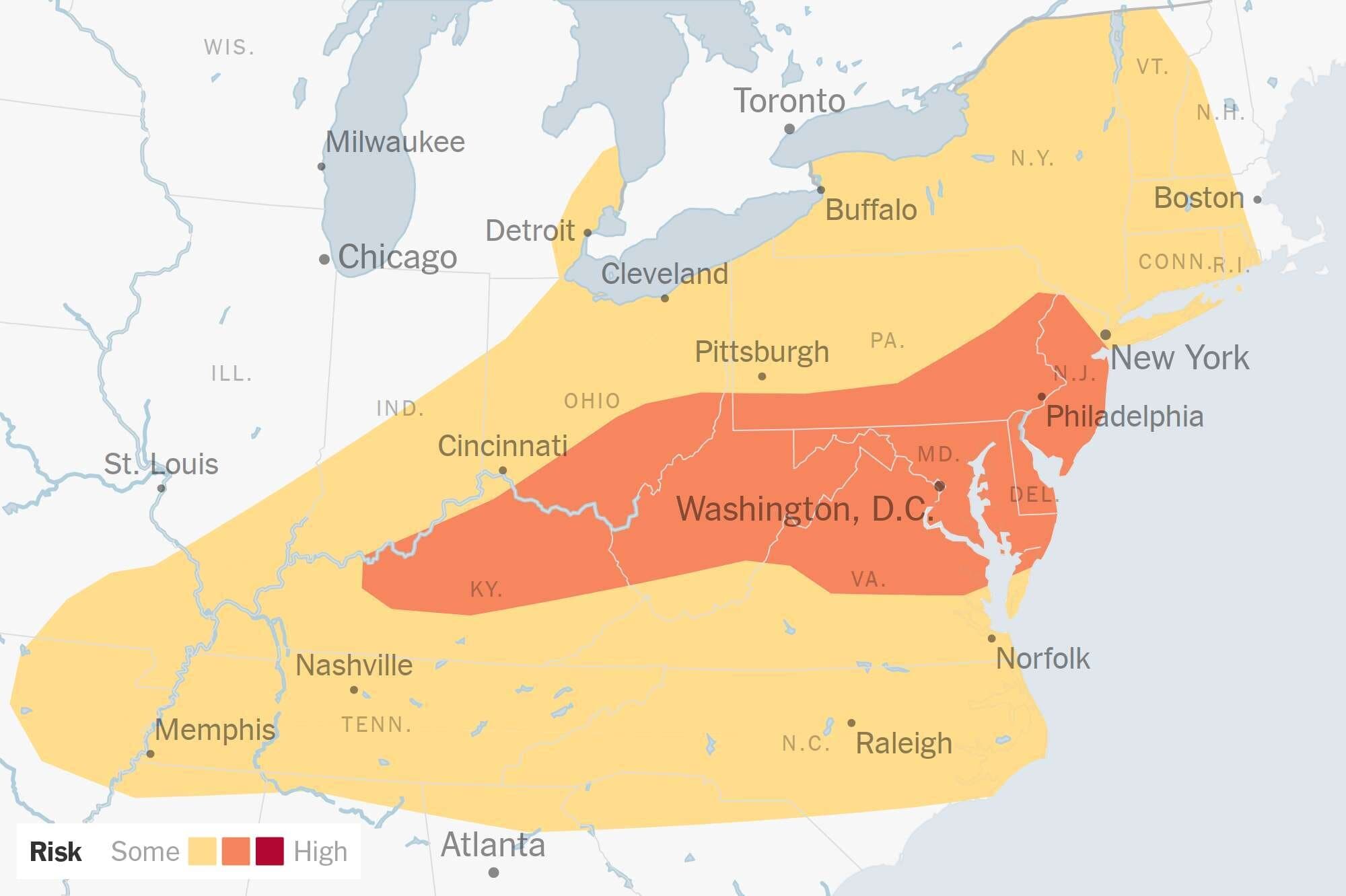 Storms Sweeping Across the Northeast Bring Heavy Rain and Strong Winds