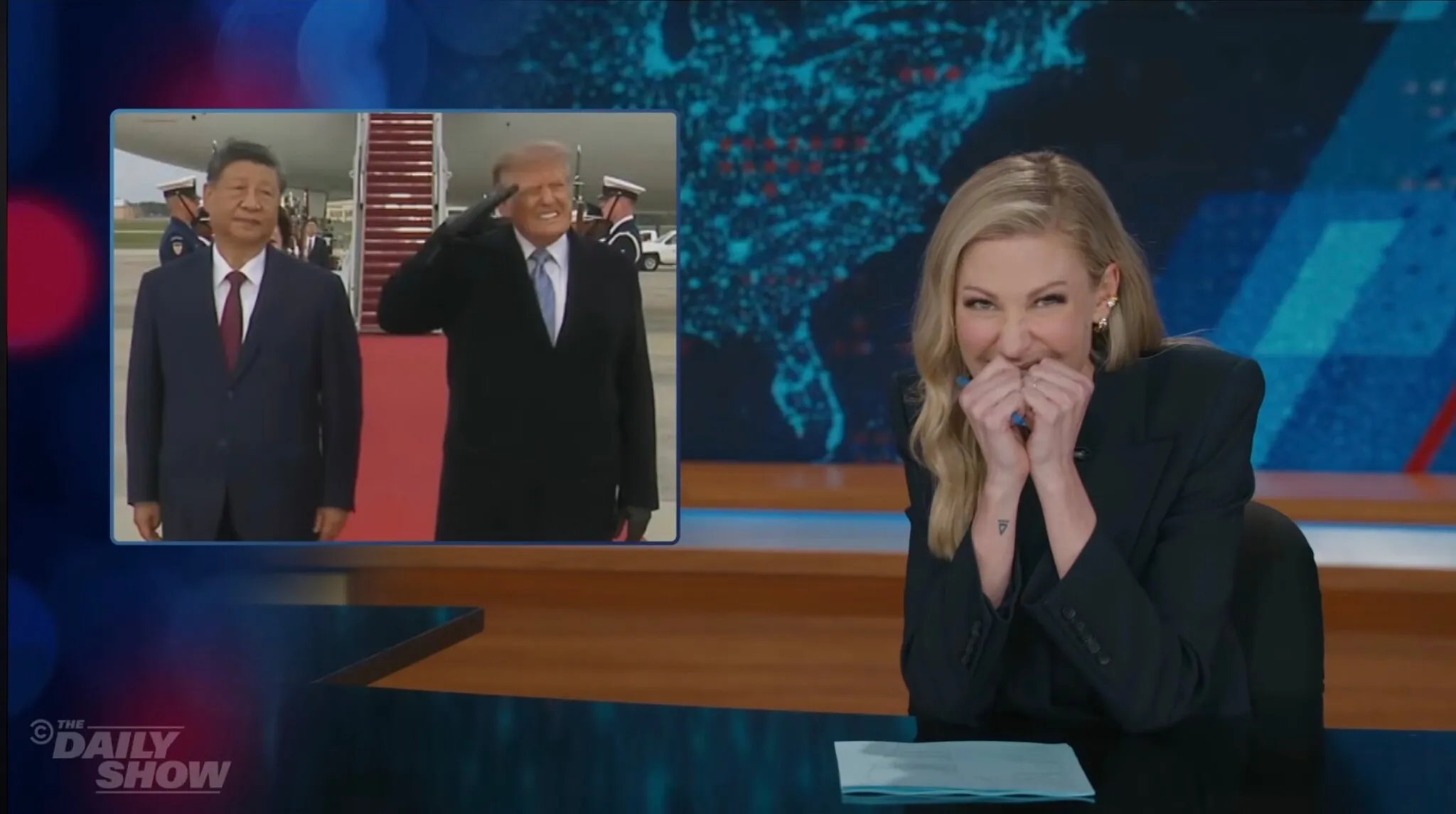 Desi Lydic Roasts Trump for Pulling Out All the Stops for Xi
